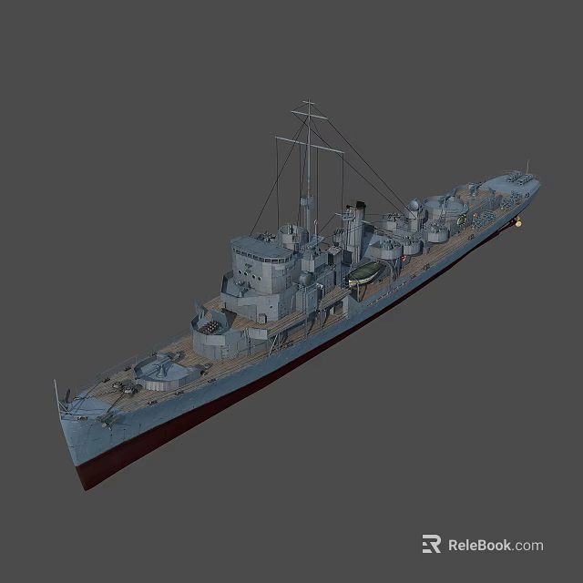 Historical Battleship 3D Model With Detailed Turrets Masts And Deck Features 3d model 