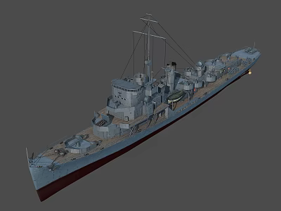 Historical Battleship 3D Model With Detailed Turrets Masts And Deck Features 3d model