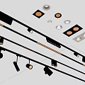 Modern Ceiling Lighting Design With Recessed Downlights And Track Spotlights 3d model