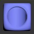 Shiny Blue Geometric Cube Object Featuring Large Central Hole And Small Side Openings