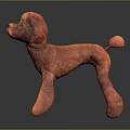 Red Plush Poodle Stuffed Toy Standing On Black Background With Reflection