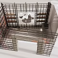 Cafe Interior Design With Metal Grid Structure Open Layout And Shadow Effects 3d model