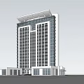 Modern High Rise Office Building With Glass Facade And Contemporary Roof Design