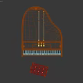 Technology Exhibition Hall Display With Black Piano And Wooden Stool