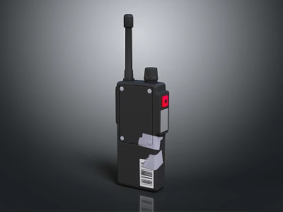 Tactical Weapon Communication Device With Black Handheld Design Antenna And Red Button 3d model