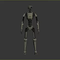Futuristic Humanoid Robot Character Featuring Metallic Body Blue Eyes And Mechanical Limbs