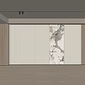 Modern Interior Background Wall Design With Marble Accent Panel And Wooden Frames Lighting 3d model