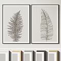 Black and White Leaf Art Prints Hanging on Wall With Various Frame Options 3d model
