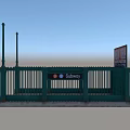 Urban Roadside Facilities With Green Fence Decorative Lamp Posts Subway And New York Signs