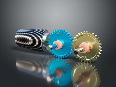 Precision Hardware Tools With Blue Gold Gears And Helical Metal Components 3d model