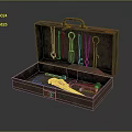 Vintage Hardware Tools in Open Toolbox with Wrenches Pliers and Hammer 3d model
