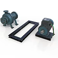 Industrial Equipment Set Featuring Water Pump Electric Motor And Metal Frame