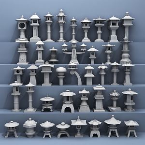 Chinese Style Stone Lamp Japanese Style Lamp Floor Lamp Landscape Lamp Garden Lamp Pillar Stone Lantern Courtyard Lawn Lamp Antique Lamp 3d model