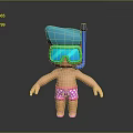Man Wearing Green Snorkel Mask Blue Tube Pink Patterned Swim Trunks And Pink Shoes