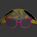 Stylish yellow gray leaf pattern cap with pink frame black lens sunglasses daily life accessories