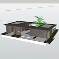 Modern Entrance Gate Featuring Wooden Slat Design Bamboo Plants And People Walking