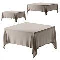 Beige Linen Tablecloth With Matching Dinnerware Set For Dining Table Decoration