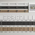 Modern switch socket combination mobile rail socket meter box 3d model
