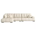 White Leather Sectional Sofa Modern Design With Plush Cushions And Spacious Seating 3d model