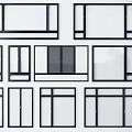 Black Window Frames With Various Designs And Multiple Structural Styles 3d model