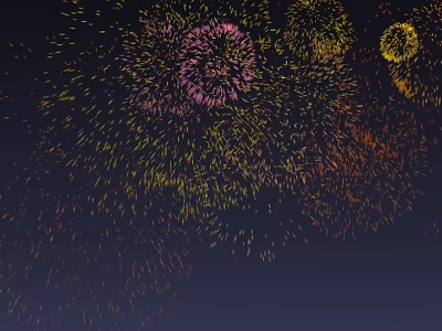 Colorful Fireworks Bursting Bright In Night Sky With Various Dazzling Hues 3d model
