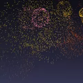 Colorful Fireworks Bursting Bright In Night Sky With Various Dazzling Hues