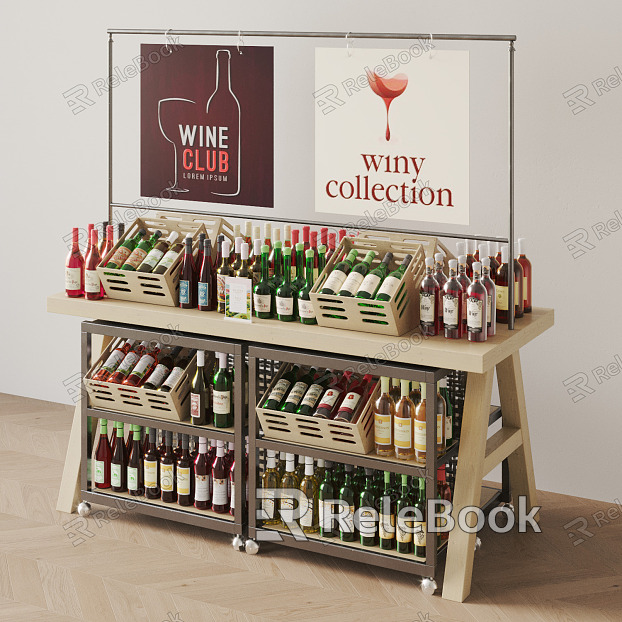 Modern shelf wine bottle model