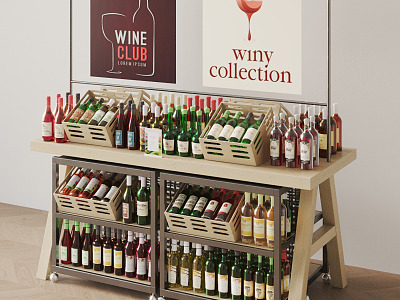 Modern shelf wine bottle model