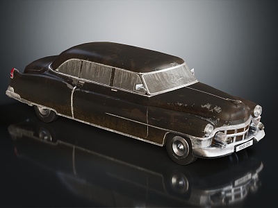 Retro Car Cadillac Sedan Broken Old Car Old Car 3d model