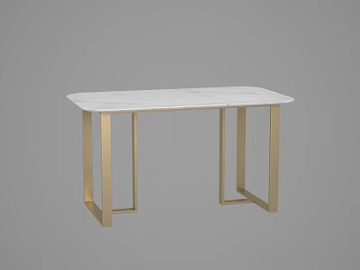 Modern Dining Table With White Marble Top And Gold Metal Sleek Legs Design 3d model