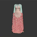 Elegant Daily Life Clothing Pink Long Dress With Transparent Sleeves And Petal Skirt