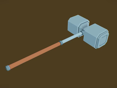 Double Square Headed Metal Hammer With Wooden Handle For Hardware Projects 3d model