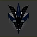Blue Futuristic Sci-Fi Aircraft Model With Illuminated Lines And Detailed Wing Design