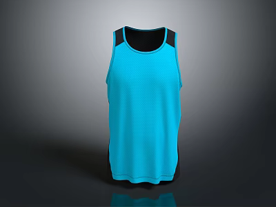 Blue Athletic Sports Vest With Black Straps And Breathable Mesh Fabric 3d model