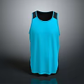 Blue Athletic Sports Vest With Black Straps And Breathable Mesh Fabric