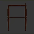 Traditional Dark Brown Two Tiered Desk With Cylindrical Legs And Shelf