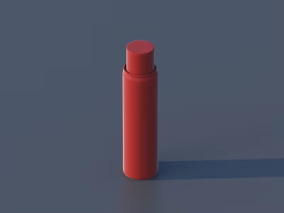 Simple Red Cylindrical Cup with Lid on Gray Background and Shadow 3d model