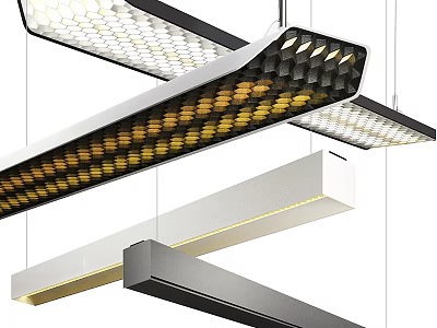 Modern Linear Pendant Lights with LED Lighting and Sleek Metal Frames for Contemporary Interiors 3d model