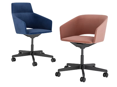 Modern Blue And Pink Office Chairs With Ergonomic Armrests And Swivel Wheels Base 3d model