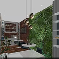 Specialty Store Interior With Living Plant Wall Brick Wall Shelves Seating Area And Logo Sign