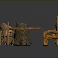 Natural Rustic Wooden Furniture Set With Tree Stump Round Table And Handcrafted Chairs