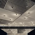 Black White Striped Ceiling Design With Downlights Spotlights And Modern Grille