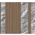 Modern Sofa Background Wall With Wooden Stripes And Stone Textures 3d model