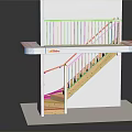 Modern Staircase with Wooden Steps White Railing and Upper Platform in Minimalist Design