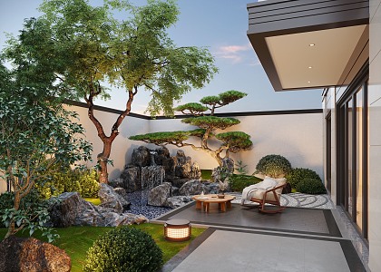 Courtyard Home Courtyard Villa Courtyard Waterscape Courtyard Landscape Garden rockery 3d model