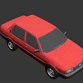Red Classic Sedan With Sleek Body Design And Black Wheels On Dark Background