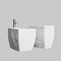 Modern White Bathroom Sink Design With Matching Ceramic Toilet And Faucet