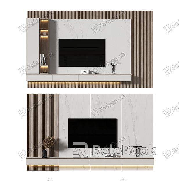 Modern TV background wall TV wall model