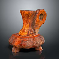 Wooden Sculpture Carving With Natural Texture Unique Shape And Base Stand Support
