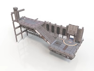 Industrial Platform Structure With Metal Frames Walkway Stairs And Circular Platform 3d model